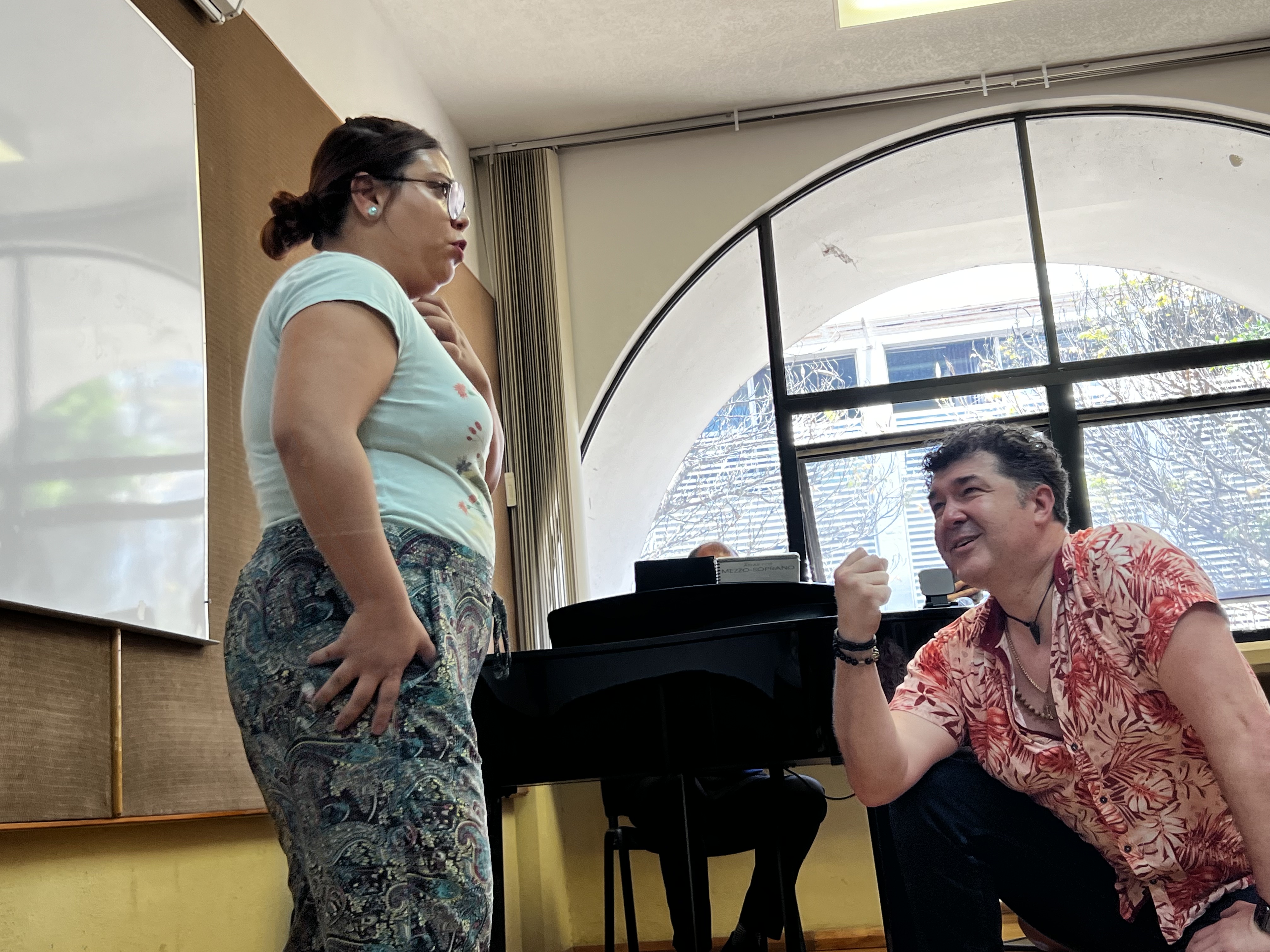 Luis Chapa working on alignment with a singer